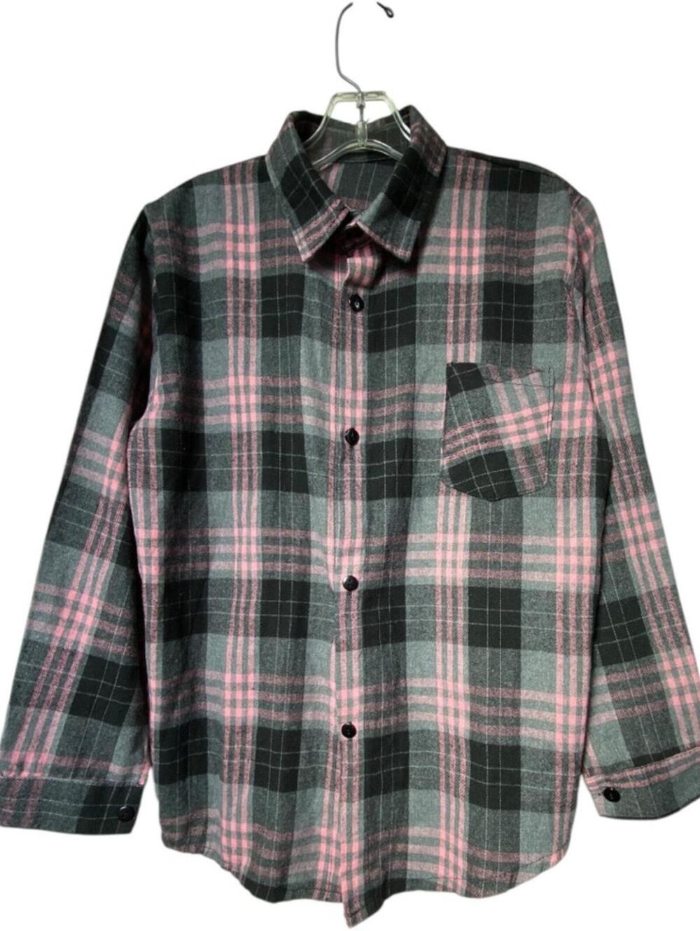 Pink and Black Plaid Flannel Women's Button Up